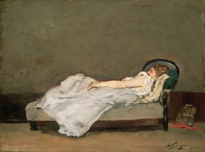 Ljushårig kvinna på en soffa, 1884 av Paul Gauguin