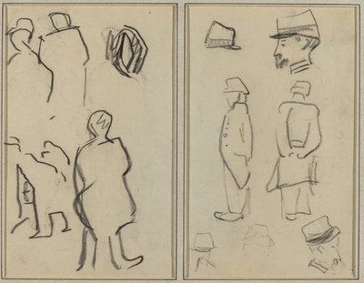 Figurstudier; Studier av soldater [verso] av Paul Gauguin