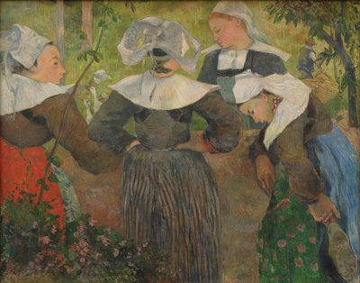 Franska: Bretonnes causant, ou La Danse des quatre Bretonnes Fyra bretonska kvinnor av Paul Gauguin