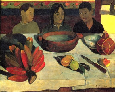 franska:  Le repas (Les bananes) Måltiden (Bananerna) av Paul Gauguin