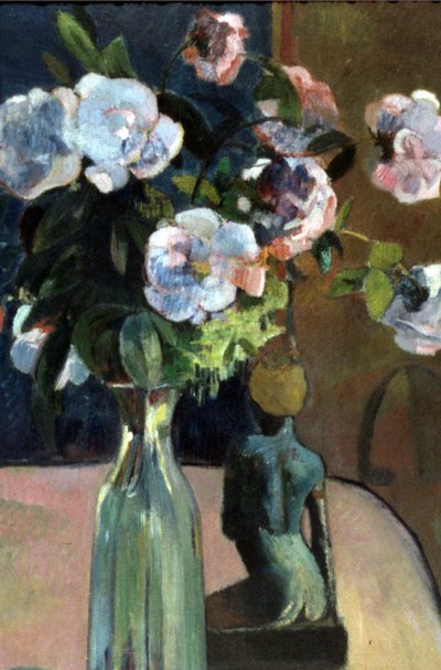 Franska: Nature morte à la statuette, ou Roses et statuette Roses and Statuette av Paul Gauguin