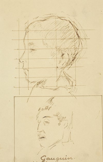 Heads of a Boy and a Man (Självporträtt?) [verso] av Paul Gauguin