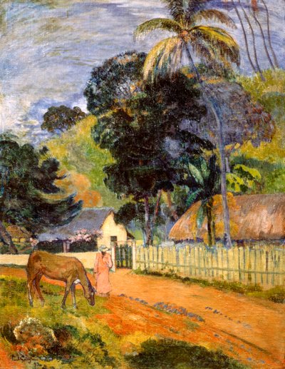 Häst på väg, Tahitian Landscape, 1899 av Paul Gauguin