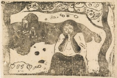 Human Sorrow Miseres humaines, 1895 eller efter. av Paul Gauguin