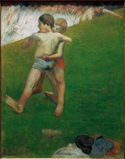 Unga brottare - Bretagne av Paul Gauguin