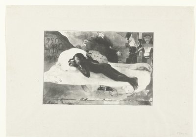 Liggande flicka och de dödas spöken Sedd av de dödas andar Manao tupapau (titel på objekt) av Paul Gauguin