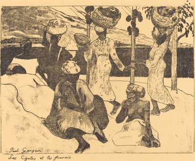 Locusts and Ants: A Memory of Martinique Cikadorna och myrorna, 1889. av Paul Gauguin