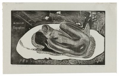 Manao tupapau (Hon tänker på spöket eller spöket tänker på henne), från Noa Noa-sviten av Paul Gauguin