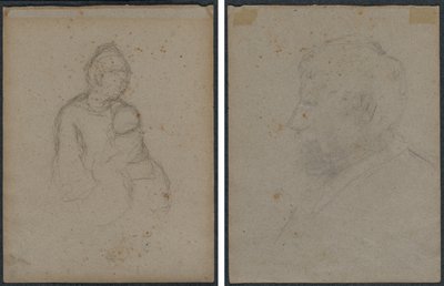 Mor och barn (recto); Profilerad byst av en man (verso) av Paul Gauguin