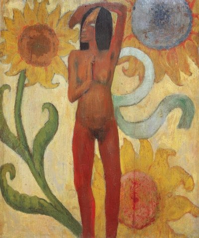 Naken kvinnlig figur med solrosor (eller karibisk kvinna) av Paul Gauguin