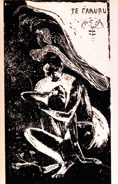 Paul Gauguin "" Te Faruru""" (de älskar). Xylografi av den tahitiska perioden av Paul Gauguin (1848 - 1903). 1891 - 1897. av Paul Gauguin