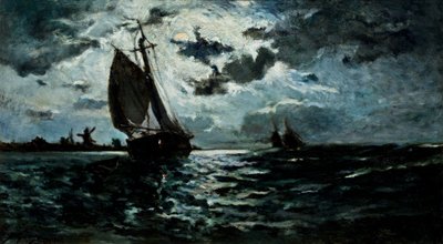 Segelfartyg i månskenet. av Paul Gauguin