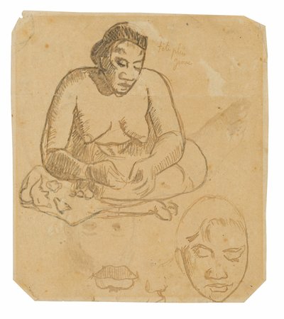 Sittande tahitisk kvinna (recto); Stående tahitisk kvinna (omvänd) av Paul Gauguin