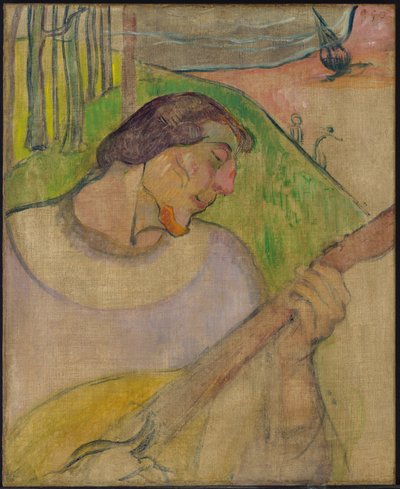 Självporträtt med mandolin, ca 1889 (olja på duk) av Paul Gauguin
