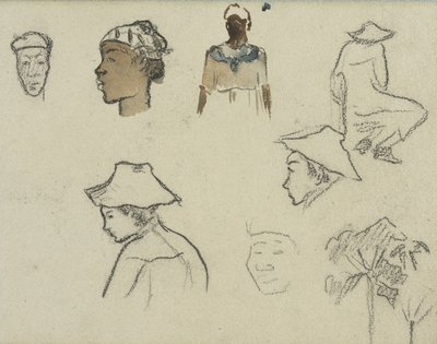 Skisser av figurer och bladverk av Paul Gauguin