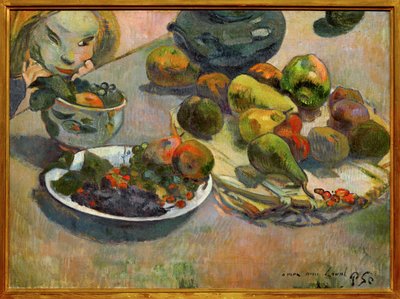Stilleben med frukt (olja på duk) av Paul Gauguin