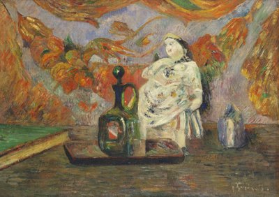 Stilleben med en keramisk statyett av Paul Gauguin