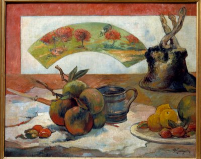 Stilleben har fläkten. Målning av Paul Gauguin (1848 - 1903) av Paul Gauguin