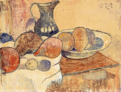 Stilleben med en kanna och frukt; Stilleben med kanna och frukt, c.1899 av Paul Gauguin