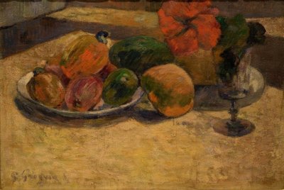 Stilleben med mango och hibiskus av Paul Gauguin
