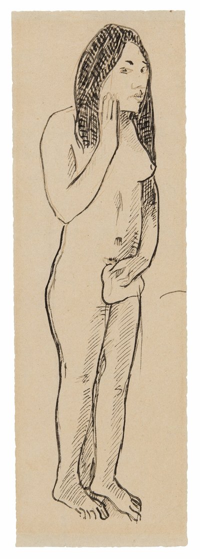 Tahitian Eva (besläktad med målningen Parau ne te varua ino) (recto); Fragment of Inscription (relaterat till Cahier pour Aline) (verso) av Paul Gauguin