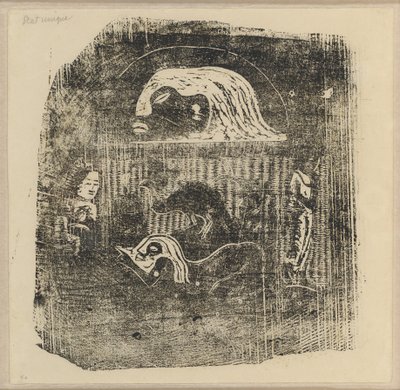 Te Atua (Gudarna) liten tallrik [verso] av Paul Gauguin