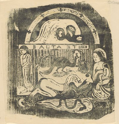 Te Atua The Gods Small Plate [recto], i eller efter 1895. av Paul Gauguin