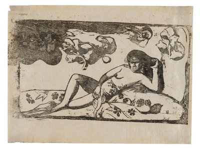 Te arii vahine-opoi (Kvinna med mangoträd), från sviten med sena träsnitt av Paul Gauguin
