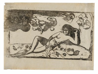 Te arii vahine-opoi (Kvinna med mangoträd), från sviten med sena träsnitt av Paul Gauguin
