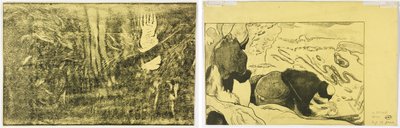 Djävulen talar (Mahna No Varua Ino) (recto); Kvinnor som tvättar kläder (verso) av Paul Gauguin