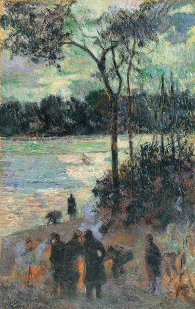 Branden vid flodbanken, 1886 av Paul Gauguin