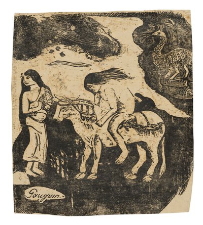 The Rape of Europa, från sviten med sena träsnitt av Paul Gauguin
