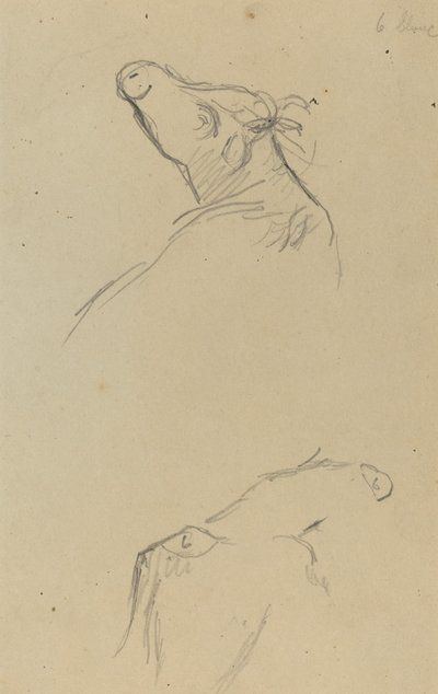 Två kohuvuden [verso] av Paul Gauguin