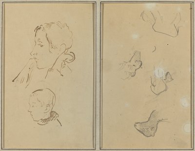 Två huvuden; Studier av får [recto] av Paul Gauguin