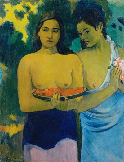 Två tahitiska kvinnor av Paul Gauguin