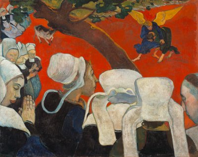 Vision efter predikan Jakob brottas med ängeln, 1888. av Paul Gauguin