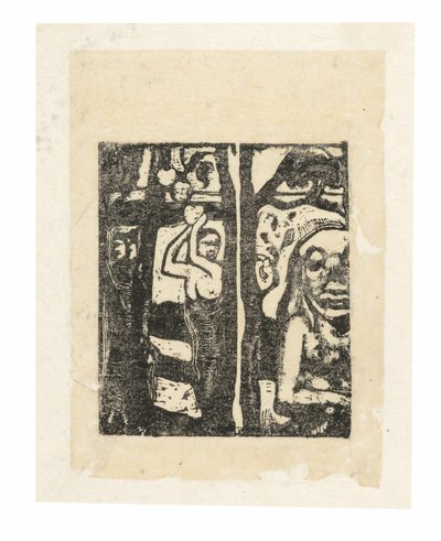 Kvinna som plockar frukt och Oviri av Paul Gauguin