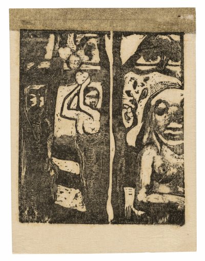 Kvinna som plockar frukt och Oviri av Paul Gauguin