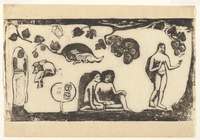 Kvinnor, djur och lövverk av Paul Gauguin