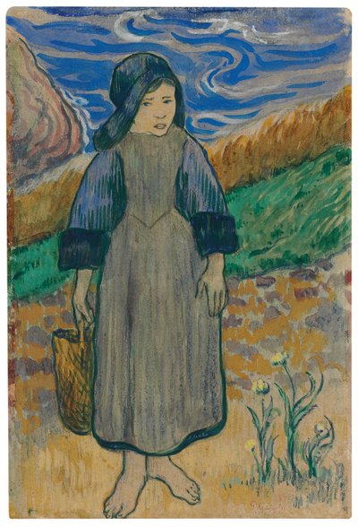 Ung breton flicka vid havet; Ung breton flicka vid havet, 1889 av Paul Gauguin