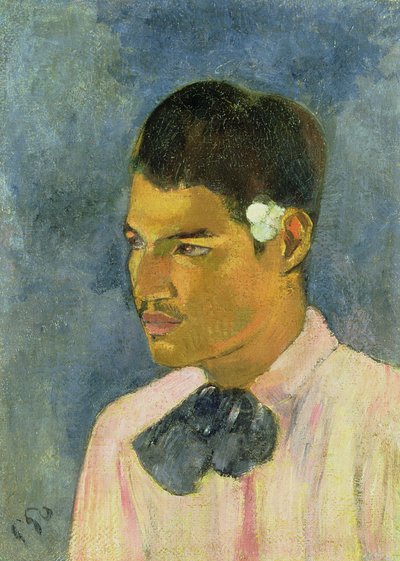Ung man med en blomma bakom örat, 1891 av Paul Gauguin