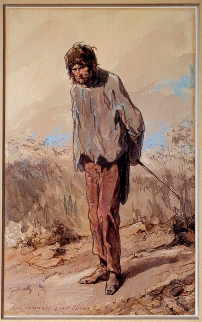 En dålig 15 minuter En dömd har galgen. Akvarell och gouache av Paul Gavarni (1804-1866) av Paul Gavarni