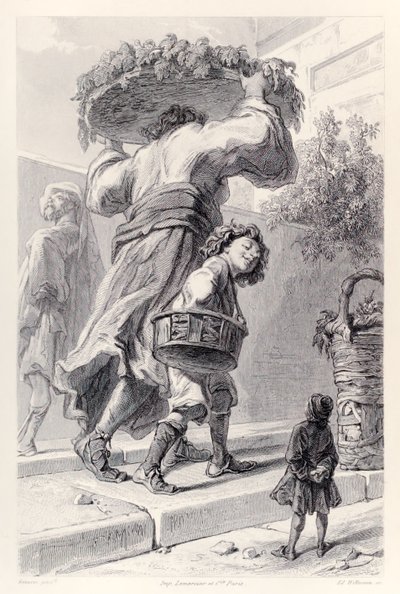 Gulliver och Lord Rudrud, från den franska upplagan av Gullivers resor av Jonathan Swift av Paul Gavarni
