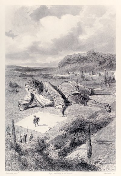 Gulliver har en publik med Emperor of Lilliput, från French Edition av Gullivers Travels av Jonathan Swift av Paul Gavarni