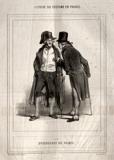 Kostymens historia i Frankrike: Bourgeois of Paris, 1843. av Paul Gavarni