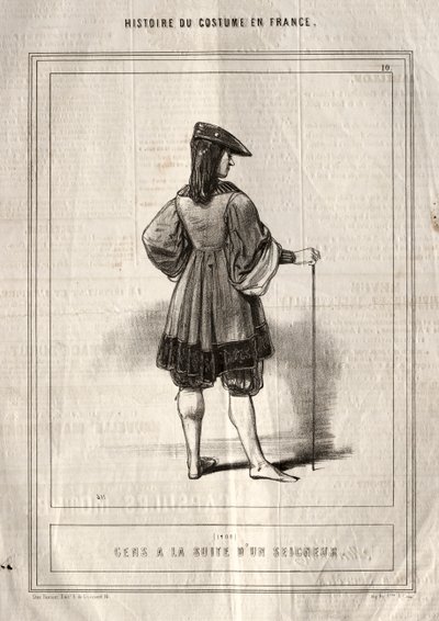 Historia om kostym i Frankrike: människor som följer en herre av Paul Gavarni
