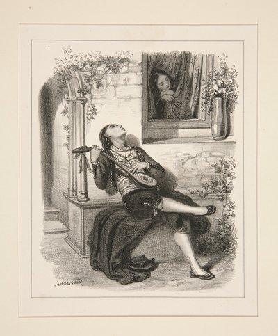 LA SERENADE. av Paul Gavarni