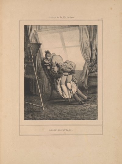 Le?on de paysage, från serien Scenes of Intimate Life av Paul Gavarni