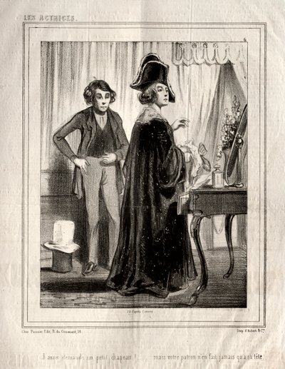 Skådespelerskorna: Jag hade bett om en liten hatt!, 1843. av Paul Gavarni