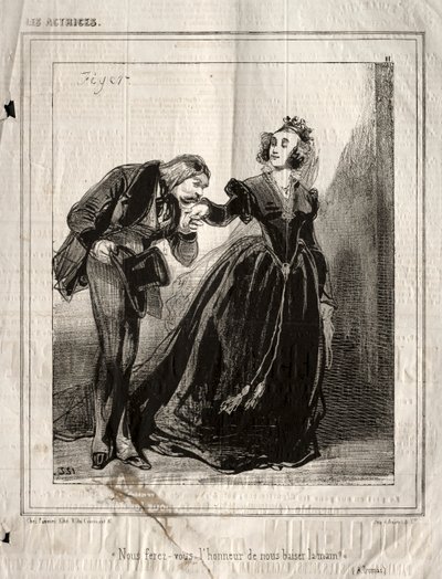 The Actresses: Will You Make Us the Man to Kiss Our Hands, 1843. av Paul Gavarni